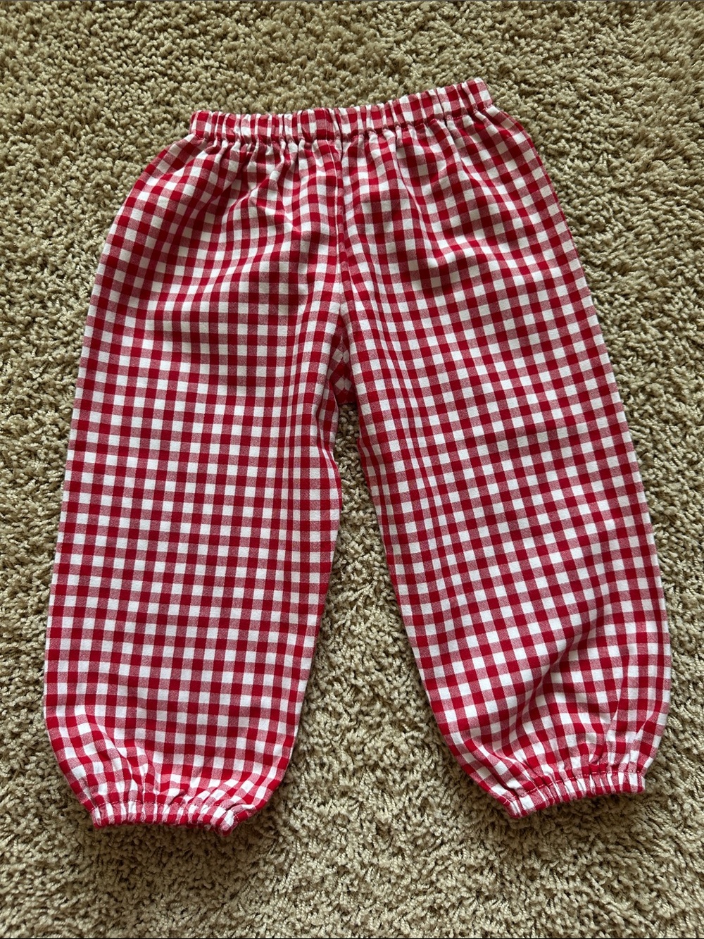 Kids Red Gingham Elastic Waist Pants